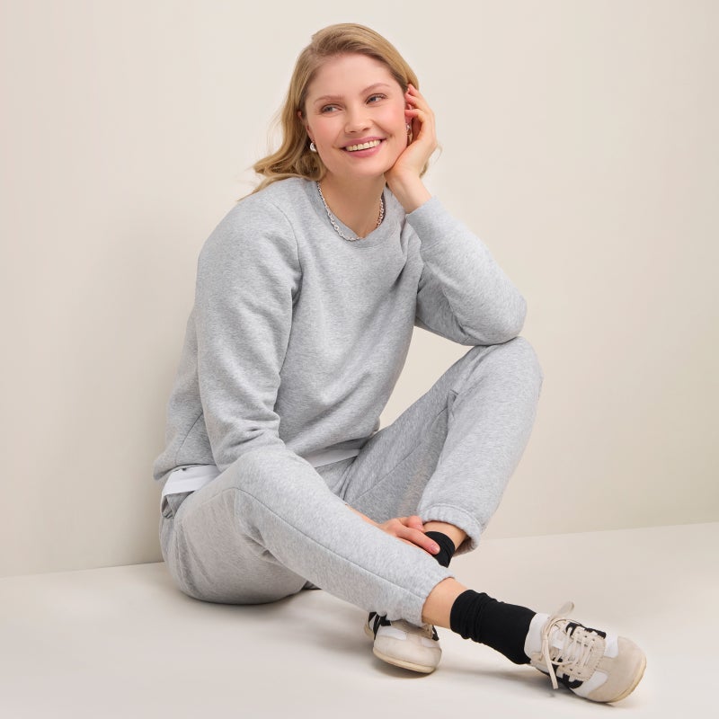 NICOLA collegehousut, vaalea meleerattu harmaa